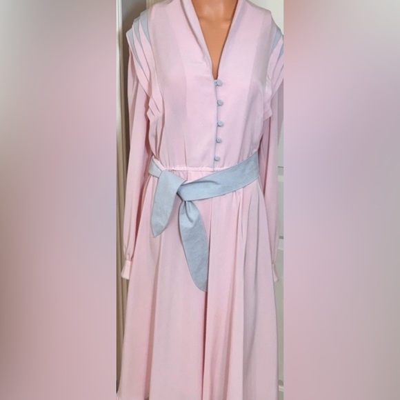 Lilli Ann Dresses & Skirts - 70s Lilli Ann Adolph Schuman Pink Blue Hostess Maxi Dress ILGWU M